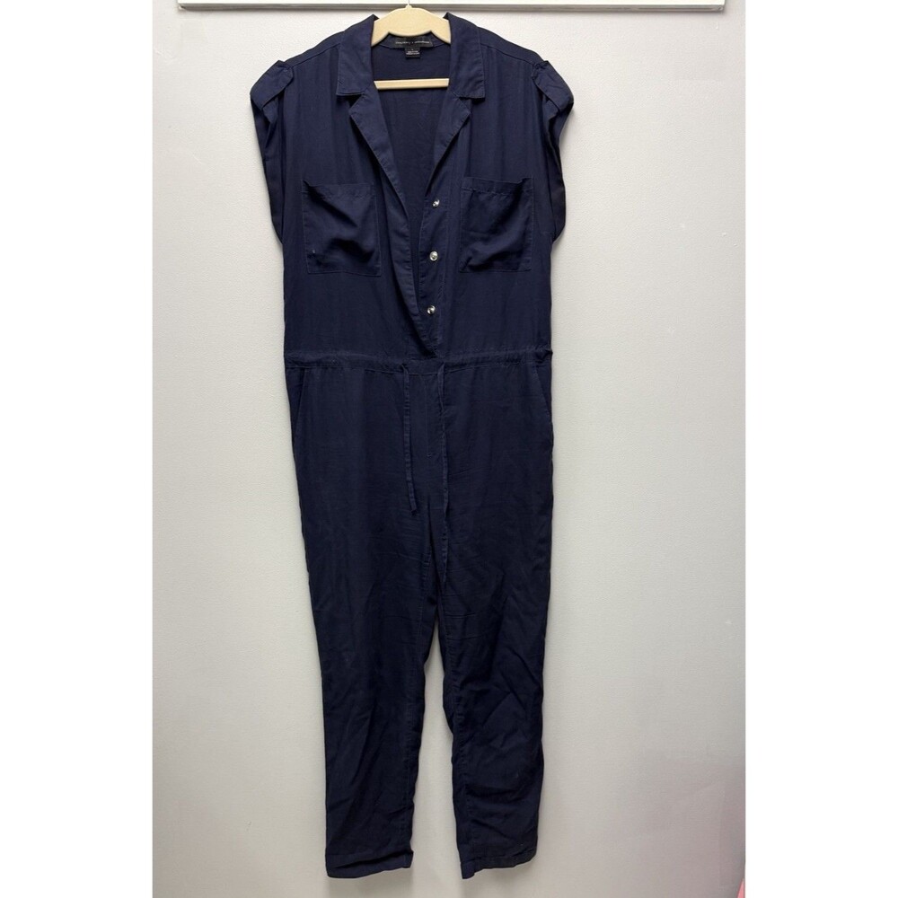 Sanctuary x Anthropologie Womens Blue Lyocell Cap Sleeve Jumpsuit Large